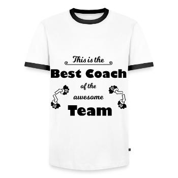 Der beste lustige Trainer weltweit - Männer Kontrast-T-Shirt - Weiß/Schwarz - Vorne - AI Model Female 172 light (172cm) & AI Model Male 178 dark (178cm)