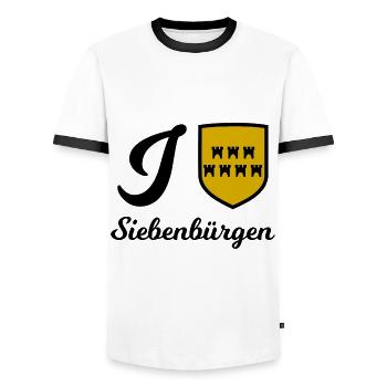 Ich liebe Siebenbürgen - Männer Kontrast-T-Shirt - Weiß/Schwarz - Vorne - AI Model Female 172 light (172cm) & AI Model Male 178 dark (178cm)