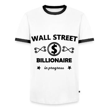 Der Wall Street Milliardär - Männer Kontrast-T-Shirt - Weiß/Schwarz - Vorne - AI Model Female 172 light (172cm) & AI Model Male 178 dark (178cm)