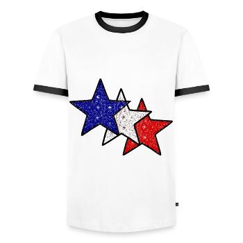 Die Sterne Frankreichs - Männer Kontrast-T-Shirt - Weiß/Schwarz - Vorne - AI Model Female 172 light (172cm) & AI Model Male 178 dark (178cm)
