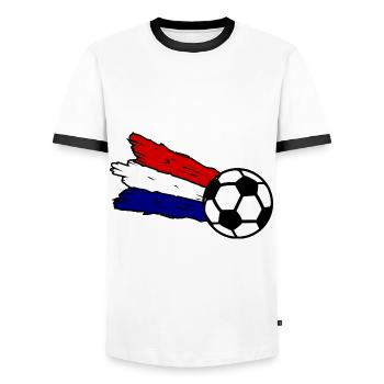Die Champions aus Holland - Männer Kontrast-T-Shirt - Weiß/Schwarz - Vorne - AI Model Female 172 light (172cm) & AI Model Male 178 dark (178cm)