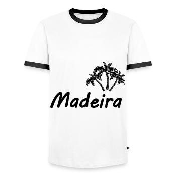 Vacances à Madère - T-shirt contrasté Homme - blanc/noir - Devant - AI Model Female 172 light (172cm) & AI Model Male 178 dark (178cm)