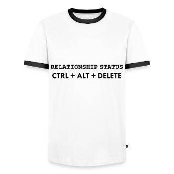 Beziehungsstatus CTRL ALT DELETE - Männer Kontrast-T-Shirt - Weiß/Schwarz - Vorne - AI Model Female 172 light (172cm) & AI Model Male 178 dark (178cm)