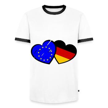 Liebe zur Europawahl - Männer Kontrast-T-Shirt - Weiß/Schwarz - Vorne - AI Model Female 172 light (172cm) & AI Model Male 178 dark (178cm)