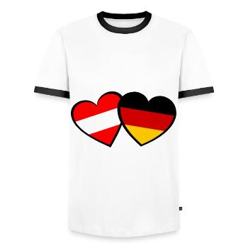 The heart of the German Austrians - Men's Ringer Shirt - white/black - Front - AI Model Female 172 light (172cm) & AI Model Male 178 dark (178cm)