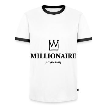 The new millionaire - Men's Ringer Shirt - white/black - Front - AI Model Female 172 light (172cm) & AI Model Male 178 dark (178cm)