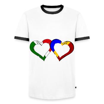 Amour italien roumain - T-shirt contrasté Homme - blanc/noir - Devant - AI Model Female 172 light (172cm) & AI Model Male 178 dark (178cm)