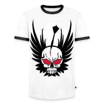 Dart Totenkopf - Männer Kontrast-T-Shirt - Weiß/Schwarz - Vorne - AI Model Female 172 light (172cm) & AI Model Male 178 dark (178cm)
