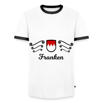 Mein Frankenland - Männer Kontrast-T-Shirt - Weiß/Schwarz - Vorne - AI Model Female 172 light (172cm) & AI Model Male 178 dark (178cm)