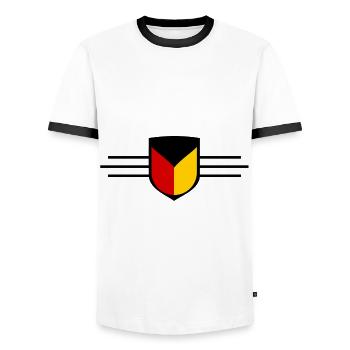 The German Land - Men's Ringer Shirt - white/black - Front - AI Model Female 172 light (172cm) & AI Model Male 178 dark (178cm)