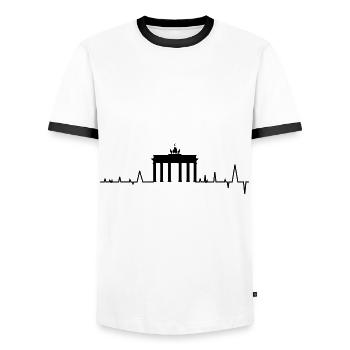 Battements de coeur Brandenburger Tor Berlin - T-shirt contrasté Homme - blanc/noir - Devant - AI Model Female 172 light (172cm) & AI Model Male 178 dark (178cm)