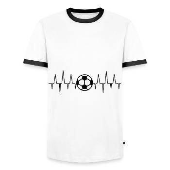 Le battement de cœur du football - T-shirt contrasté Homme - blanc/noir - Devant - AI Model Female 172 light (172cm) & AI Model Male 178 dark (178cm)