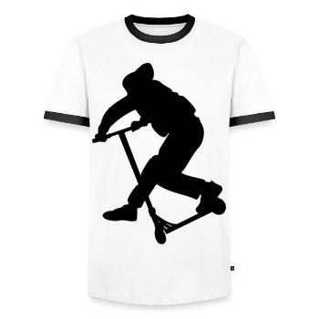 Cancan 1 - Männer Kontrast-T-Shirt - Weiß/Schwarz - Vorne - AI Model Female 172 light (172cm) & AI Model Male 178 dark (178cm)