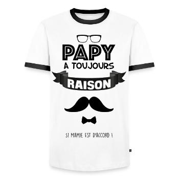 Pour Papy qui a toujours raions humour drole papi - T-shirt contrasté Homme - blanc/noir - Devant - AI Model Female 172 light (172cm) & AI Model Male 178 dark (178cm)