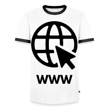 Internet - T-shirt contrasté Homme - blanc/noir - Devant - AI Model Female 172 light (172cm) & AI Model Male 178 dark (178cm)