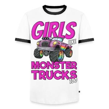 Monster Truck Reifen Mädchen Frauen I Geschenkidee - Männer Kontrast-T-Shirt - Weiß/Schwarz - Vorne - AI Model Female 172 light (172cm) & AI Model Male 178 dark (178cm)