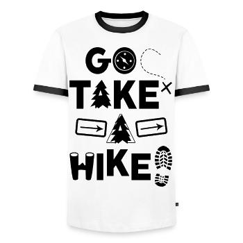 Go Take A Hike Hiker Mountaineering Alps Mountain - Männer Kontrast-T-Shirt - Weiß/Schwarz - Vorne - AI Model Female 172 light (172cm) & AI Model Male 178 dark (178cm)