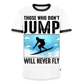 Skysurfing Skydiving Extreme Sport Skydiver Funny - Men's Ringer Shirt - white/black - Front - AI Model Female 172 light (172cm) & AI Model Male 178 dark (178cm)