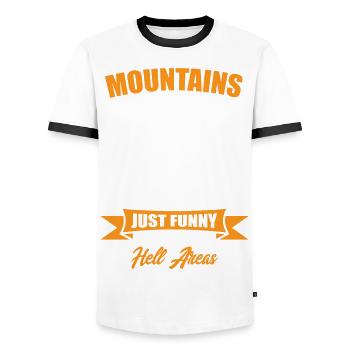 Mountains Aren't Just Scenery, They're Hell Areas - Men's Ringer Shirt - white/black - Front - AI Model Female 172 light (172cm) & AI Model Male 178 dark (178cm)