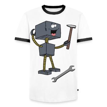 Hand Window Robot Tool Technology Technology - Men's Ringer Shirt - white/black - Front - AI Model Female 172 light (172cm) & AI Model Male 178 dark (178cm)
