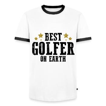 Golf Golf golf cadeau de golf - T-shirt contrasté Homme - blanc/noir - Devant - AI Model Female 172 light (172cm) & AI Model Male 178 dark (178cm)