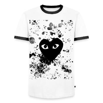 black heart black heart - Men's Ringer Shirt - white/black - Front - AI Model Female 172 light (172cm) & AI Model Male 178 dark (178cm)