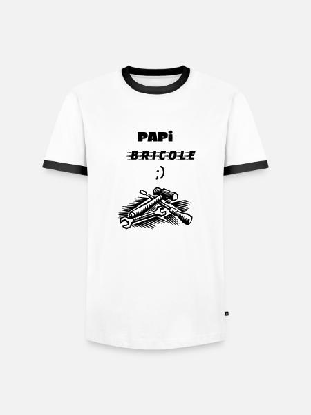 papi craft, papi, handyman, tinker, gave - Herre kontrast-T-shirt - hvid/sort