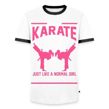 Karate girl gift - Men's Ringer Shirt - white/black - Front - AI Model Female 172 light (172cm) & AI Model Male 178 dark (178cm)