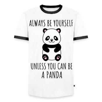 Always be yourself unless you can be a Panda ! - T-shirt contrasté Homme - blanc/noir - Devant - AI Model Female 172 light (172cm) & AI Model Male 178 dark (178cm)