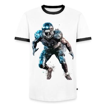 American Football Spieler USA Sport Splash - Männer Kontrast-T-Shirt - Weiß/Schwarz - Vorne - AI Model Female 172 light (172cm) & AI Model Male 178 dark (178cm)