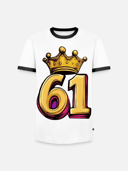 61 Number Crown - Men's Ringer Shirt - white/black
