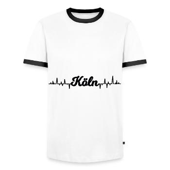 The Cologne Pulse - Men's Ringer Shirt - white/black - Front - AI Model Female 172 light (172cm) & AI Model Male 178 dark (178cm)