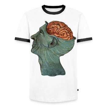 Cerveau - T-shirt contrasté Homme - blanc/noir - Devant - AI Model Female 172 light (172cm) & AI Model Male 178 dark (178cm)