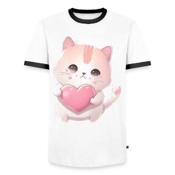 Teddy Bear Cuddly Toy Toy Sleep T-shirt - Men's Ringer Shirt - white/black - Front - AI Model Female 172 light (172cm) & AI Model Male 178 dark (178cm)