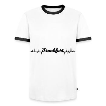 Die Frankfurter - Männer Kontrast-T-Shirt - Weiß/Schwarz - Vorne - AI Model Female 172 light (172cm) & AI Model Male 178 dark (178cm)