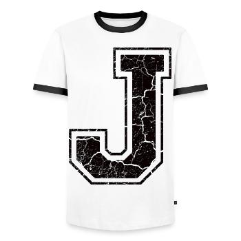 Un caractère un joule in Grunge-Look - T-shirt contrasté Homme - blanc/noir - Devant - AI Model Female 172 light (172cm) & AI Model Male 178 dark (178cm)