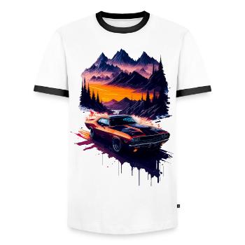 Voiture de sport classique - T-shirt contrasté Homme - blanc/noir - Devant - AI Model Female 172 light (172cm) & AI Model Male 178 dark (178cm)