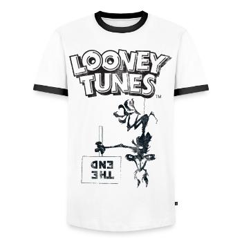 Looney Tunes Wile E. Coyote The End - Männer Kontrast-T-Shirt - Weiß/Schwarz - Vorne - AI Model Female 172 light (172cm) & AI Model Male 178 dark (178cm)