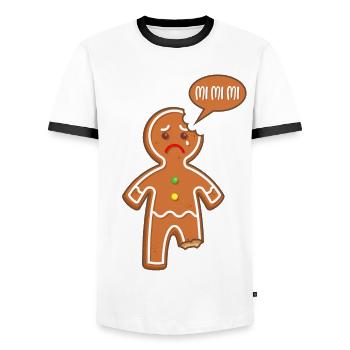 Bonhomme en pain d'épice Mimimi Mi Mi Mi Paroles drôles - T-shirt contrasté Homme - blanc/noir - Devant - AI Model Female 172 light (172cm) & AI Model Male 178 dark (178cm)