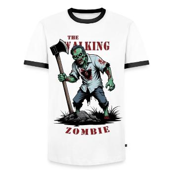 Le zombie ambulant - T-shirt contrasté Homme - blanc/noir - Devant - AI Model Female 172 light (172cm) & AI Model Male 178 dark (178cm)