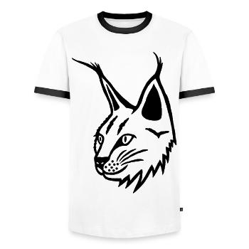 Porträt des schwarzen Luchses - Männer Kontrast-T-Shirt - Weiß/Schwarz - Vorne - AI Model Female 172 light (172cm) & AI Model Male 178 dark (178cm)