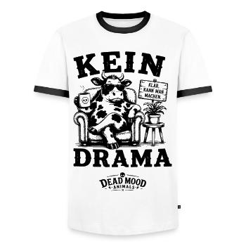 Kein Drama Lustige Kuh Dead Mood Animals - Männer Kontrast-T-Shirt - Weiß/Schwarz - Vorne - AI Model Female 172 light (172cm) & AI Model Male 178 dark (178cm)