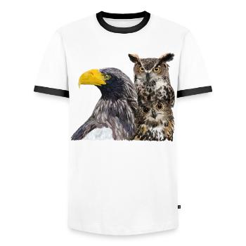 Oiseaux de proie - T-shirt contrasté Homme - blanc/noir - Devant - AI Model Female 172 light (172cm) & AI Model Male 178 dark (178cm)