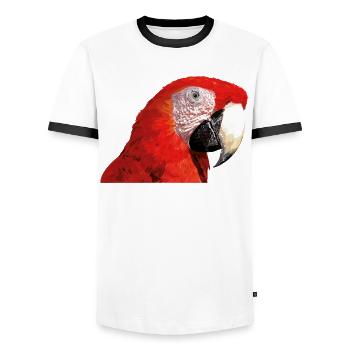 Red macaw - Men's Ringer Shirt - white/black - Front - AI Model Female 172 light (172cm) & AI Model Male 178 dark (178cm)