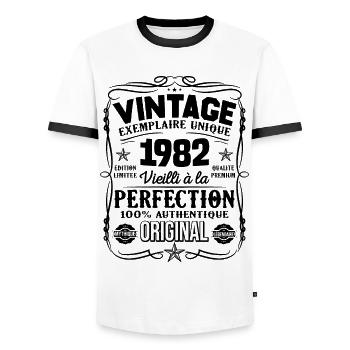 Jahrgang made in 1982 gereift bis zur Perfektion - Männer Kontrast-T-Shirt - Weiß/Schwarz - Vorne - AI Model Female 172 light (172cm) & AI Model Male 178 dark (178cm)