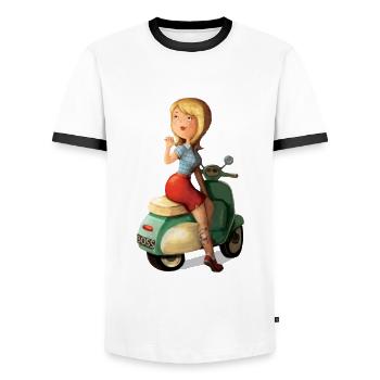Scooter Girl Hoodies & Sweatshirts - Men's Ringer Shirt - white/black - Front - AI Model Female 172 light (172cm) & AI Model Male 178 dark (178cm)