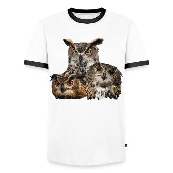 Nocturnal raptors - Men's Ringer Shirt - white/black - Front - AI Model Female 172 light (172cm) & AI Model Male 178 dark (178cm)