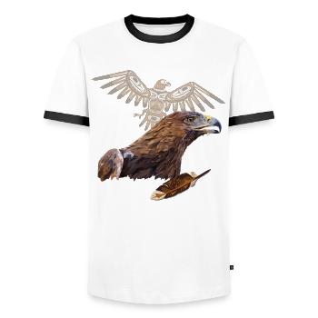 golden eagle - Men's Ringer Shirt - white/black - Front - AI Model Female 172 light (172cm) & AI Model Male 178 dark (178cm)