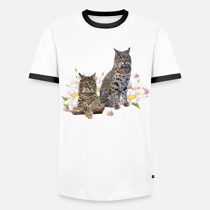 Luchs - Männer Kontrast-T-Shirt - Weiß/Schwarz