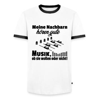 Musik – Shirt Mischpult DJ Geschenk - Männer Kontrast-T-Shirt - Weiß/Schwarz - Vorne - AI Model Female 172 light (172cm) & AI Model Male 178 dark (178cm)